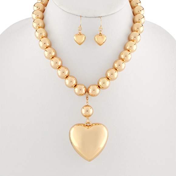 Heart Pendant & CCB Necklace Set - Picture 3 of 4
